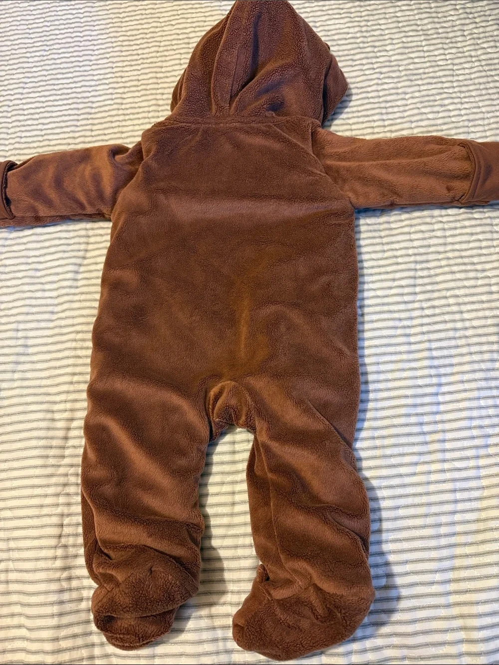 Carter's Brown Hooded Fleece Baby Footed One-Piece